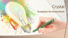  Presentation with bulb brain - PPT layouts with drawing colorful idea light bulb background and a sky blue colored foreground