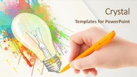  Presentation with light bulb - Theme with drawing colorful idea light bulb background and a sky blue colored foreground