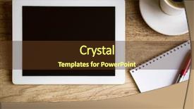  Presentation with notebook - Beautiful presentation theme featuring simple web - tablet with notebook on wooden backdrop and a tawny brown colored foreground