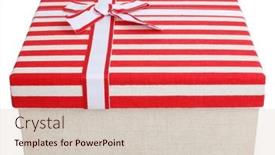  Presentation with red bow - Slides with simple-cardboard-box-with-striped background and a  colored foreground