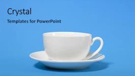  Presentation with cup coffee - Presentation design featuring simple coffee cup on cyan background and a light blue colored foreground
