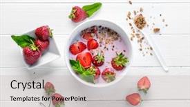  Presentation with foods - Colorful PPT theme enhanced with graviola leaves - fitness foods with granola backdrop and a soft green colored foreground