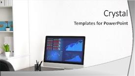  Presentation with workplace - Amazing slides having simple data table - modern comfortable workplace with computer backdrop and a white colored foreground