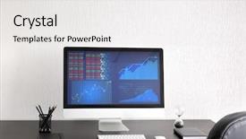  Presentation with workplace - PPT theme having simple data table - modern comfortable workplace with computer background and a white colored foreground