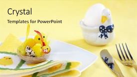  Presentation with horticulture spring easter - Beautiful PPT theme featuring simple easter or spring table backdrop and a  colored foreground