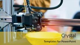  Presentation with 3d printing print concept metallic - Cool new slide set with simple engineering - printing 3d printer object backdrop and a yellow colored foreground