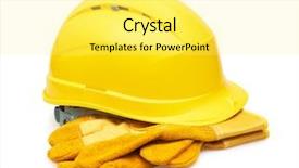  Presentation with occupational health safety yellow - Slides enhanced with simple engineering - yellow safety helmet and protective background and a  colored foreground