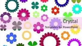 Presentation with simple - Audience pleasing PPT theme consisting of simple flowers various colours shapes backdrop and a lilac colored foreground