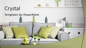  Presentation with living room - Audience pleasing PPT layouts consisting of simple green - modern living room interior backdrop and a white colored foreground