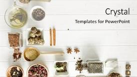  Presentation with tea collection - Slide set consisting of simple herbal - collection of tea and measuring background and a white colored foreground