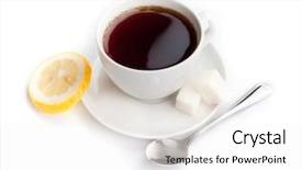  Presentation with tea cup - Slide deck enhanced with simple herbal - cup of tea with lemon background and a white colored foreground