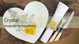  Presentation with heart flowers - Audience pleasing presentation theme consisting of simple herbal - floral table place setting backdrop and a  colored foreground