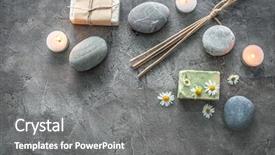  Presentation with e portfolio for massage therapist - Slide set enhanced with simple herbal - hot massage pebbles soap background and a gray colored foreground