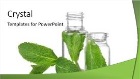  Presentation with herbal - PPT layouts consisting of simple herbal - perfume bottles and fresh mint background and a white colored foreground