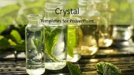  Presentation with perfume - Presentation enhanced with simple herbal - perfume bottles closeup background and a yellow colored foreground