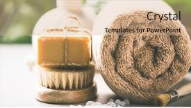  Presentation with tropical leaves and flowers - Audience pleasing slide set consisting of simple herbal - spa and massage products backdrop and a coral colored foreground