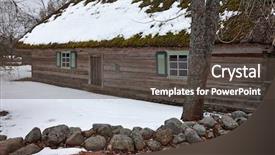  Presentation with old house - Cool new presentation theme with simple history - old woode house in snow backdrop and a dark gray colored foreground