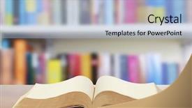  Presentation with wood simple - PPT layouts enhanced with simple history - open book on wood planks background and a light blue colored foreground