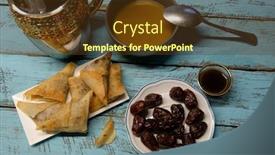  Presentation with islamic - Beautiful PPT layouts featuring simple-islamic-meal-for-breaking backdrop and a tawny brown colored foreground