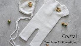  Presentation with newborn babies - Slide deck having simple knitted handmade clothes background and a light gray colored foreground