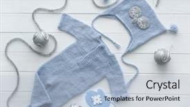  Presentation with knitted clothes - Beautiful presentation theme featuring simple knitted handmade clothes backdrop and a light blue colored foreground