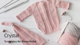  Presentation with knitted clothes - Presentation theme featuring simple knitted handmade clothes background and a coral colored foreground