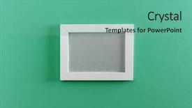 Presentation with square wall frame - Slide set featuring simple line - empty photo frame on wall background and a seafoam green colored foreground