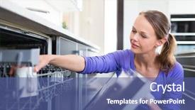  Presentation with simple - Beautiful theme featuring simple machines - housework young woman putting dishes backdrop and a ocean colored foreground