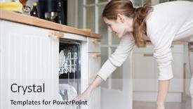  Presentation with thai food dishes - Presentation design with simple machines - housework young woman putting dishes background and a light gray colored foreground