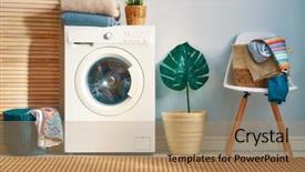  Presentation with laundry room - Colorful PPT theme enhanced with simple machines - interior of a real laundry backdrop and a coral colored foreground