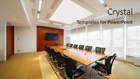  Presentation with meetings - Amazing PPT theme having simple machines - long table black armchairs backdrop and a mint green colored foreground