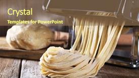  Presentation with noodles - Presentation design having simple machines - making noodles with pasta machine background and a violet colored foreground