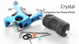  Presentation with mechanical engineering machine tools - Presentation theme consisting of simple machines - tattoo machine and tattoo supplies background and a  colored foreground