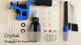  Presentation with supervised machine learning - Presentation design featuring simple machines - tattoo machine and tattoo supplies background and a soft green colored foreground