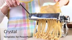  Presentation with supervised machine learning - Presentation theme having simple machines - woman making noodles with pasta background and a lemonade colored foreground