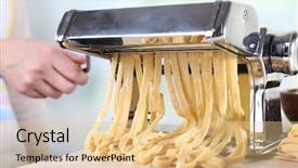  Presentation with noodles - Beautiful slide set featuring simple machines - woman making noodles with pasta backdrop and a lemonade colored foreground