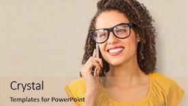  Presentation with maroon - Colorful presentation enhanced with simple maroon - businesswoman wearing glasses while using backdrop and a coral colored foreground