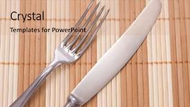  Presentation with knife stand - Presentation theme having simple maroon - fork and knife background and a  colored foreground