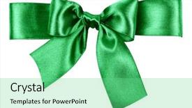  Presentation with ribbon green - Slide deck with simple maroon - green bow made from silk background and a  colored foreground