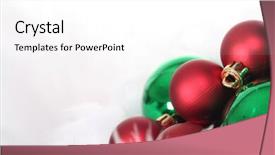  Presentation with christmas red - Colorful slide set enhanced with simple maroon - red and green christmas ornaments backdrop and a  colored foreground