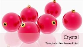  Presentation with red christmas holiday illustration - Audience pleasing slide set consisting of simple maroon - red christmas decoration on white backdrop and a  colored foreground