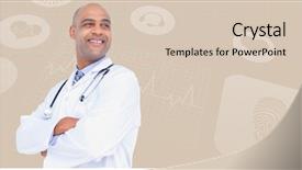  Presentation with maroon - Beautiful PPT layouts featuring simple maroon - smiling male doctor standing arms backdrop and a lemonade colored foreground