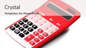  Presentation with calculator - Cool new slide deck with simple mathematics - calculator isolated on white background backdrop and a sky blue colored foreground