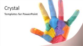  Presentation with mathematics - Beautiful slide deck featuring simple mathematics - colorful hand with 5 fingers backdrop and a white colored foreground
