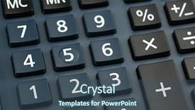  Presentation with mathematics - Colorful slide deck enhanced with simple mathematics - macro view of calculator board backdrop and a ocean colored foreground
