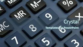  Presentation with mathematics - Colorful slides enhanced with simple mathematics - macro view of calculator board backdrop and a ocean colored foreground