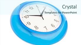  Presentation with blur office of - Colorful PPT theme enhanced with simple mechanical - blue office clock isolated backdrop and a  colored foreground