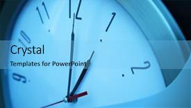  Presentation with clock - Theme with simple mechanical - round blue wall clock close background and a  colored foreground