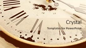  Presentation with vintage clock - Slide deck featuring simple mechanical - round vintage wall clock close background and a  colored foreground