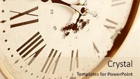  Presentation with vintage clock - Beautiful PPT theme featuring simple mechanical - round vintage wall clock close backdrop and a  colored foreground